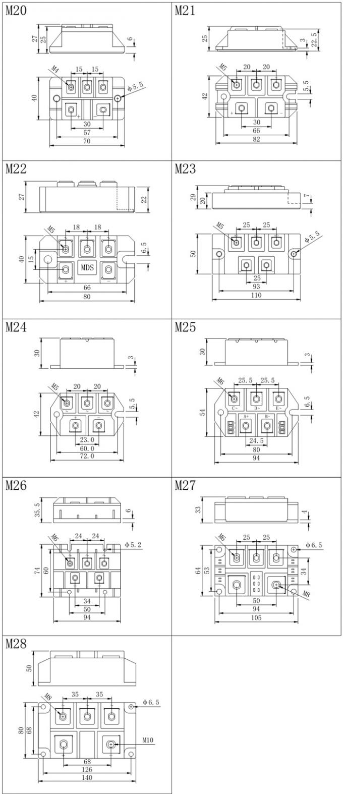 3 Phase Thyristor Power Module DBC Copper Clad Ceramic Substrate Diode Rectifier Bridge Power Module